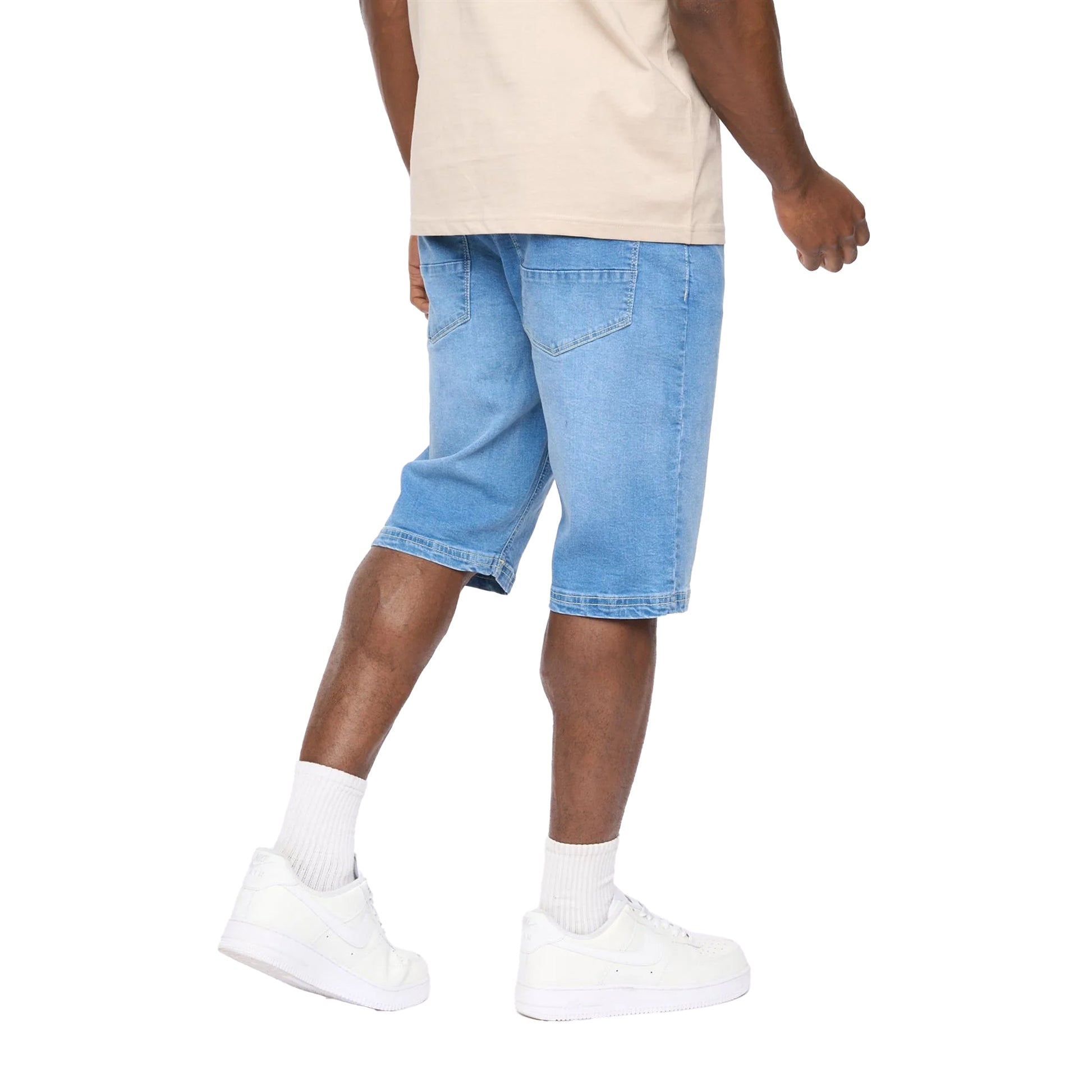 Mid Wash - Back - Crosshatch Mens Hammersmith Denim Shorts