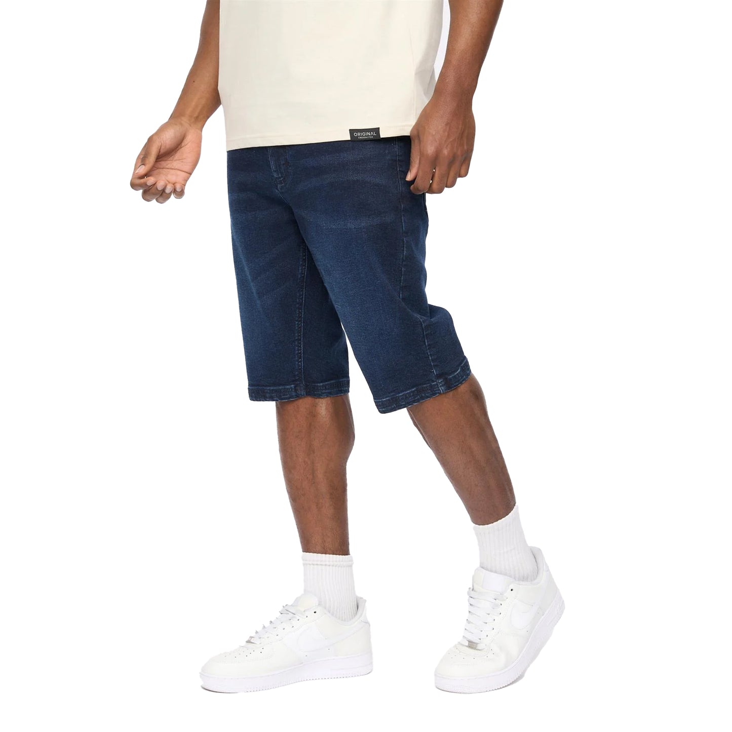 Dark Wash - Side - Crosshatch Mens Hammersmith Denim Shorts