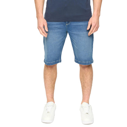 Mid Wash - Front - Crosshatch Mens Kamaline Denim Shorts
