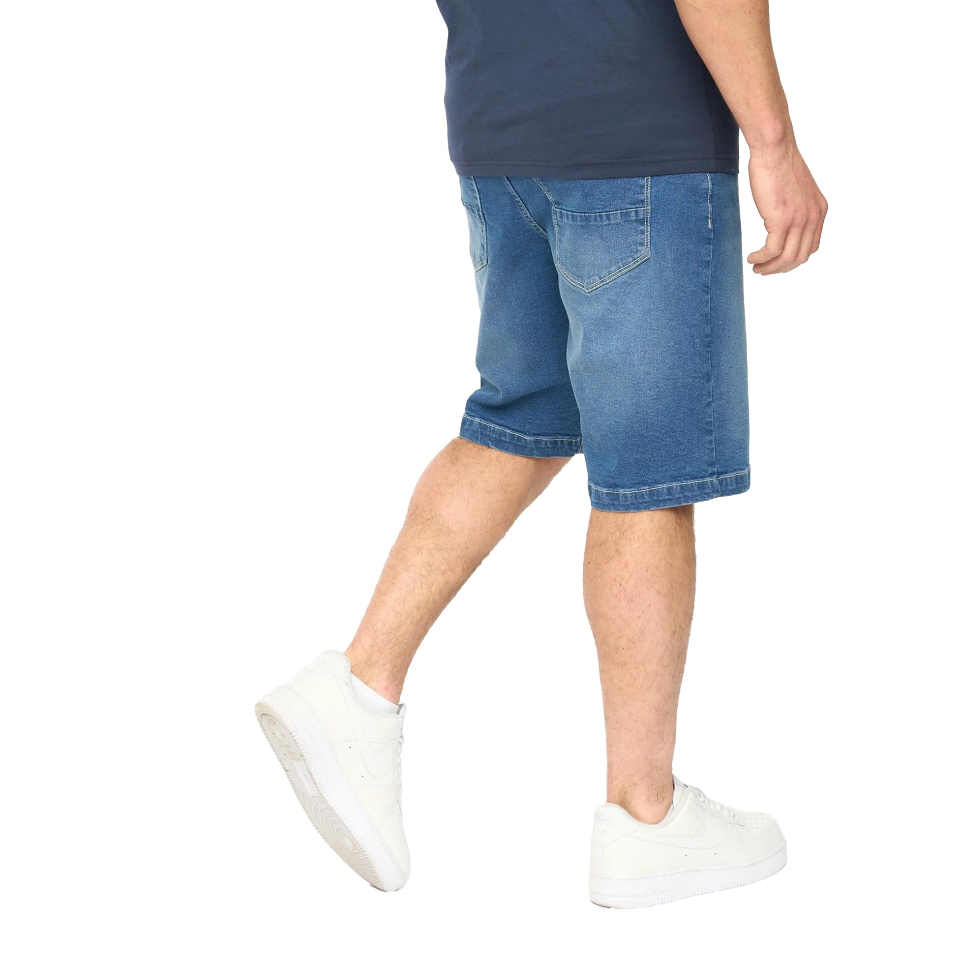 Mid Wash - Back - Crosshatch Mens Kamaline Denim Shorts