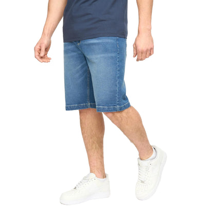 Mid Wash - Side - Crosshatch Mens Kamaline Denim Shorts