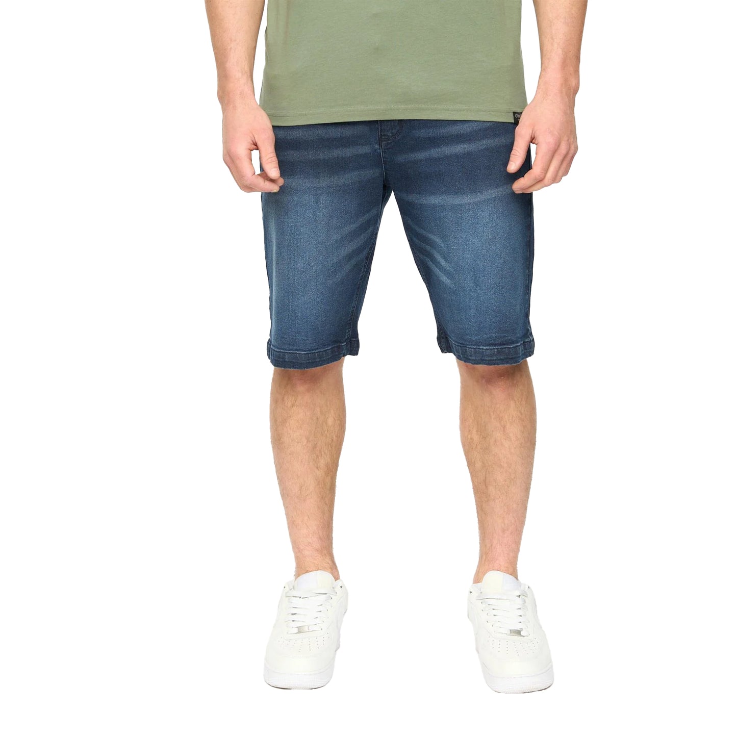 Dark Wash - Front - Crosshatch Mens Kamaline Denim Shorts