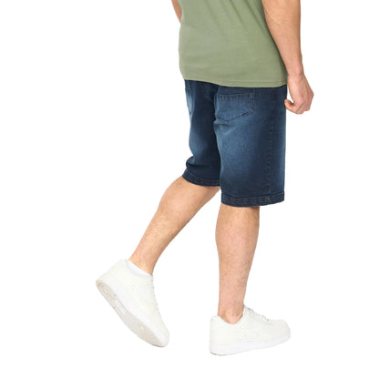 Dark Wash - Back - Crosshatch Mens Kamaline Denim Shorts