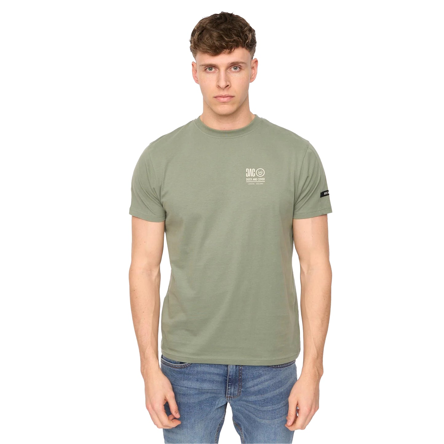 Olive - Front - Duck and Cover Mens Lynnfold Cotton Everyday T-Shirt