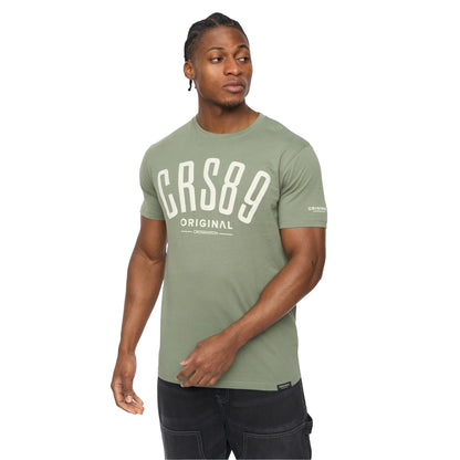 Olive - Front - Crosshatch Mens Hallfell T-Shirt