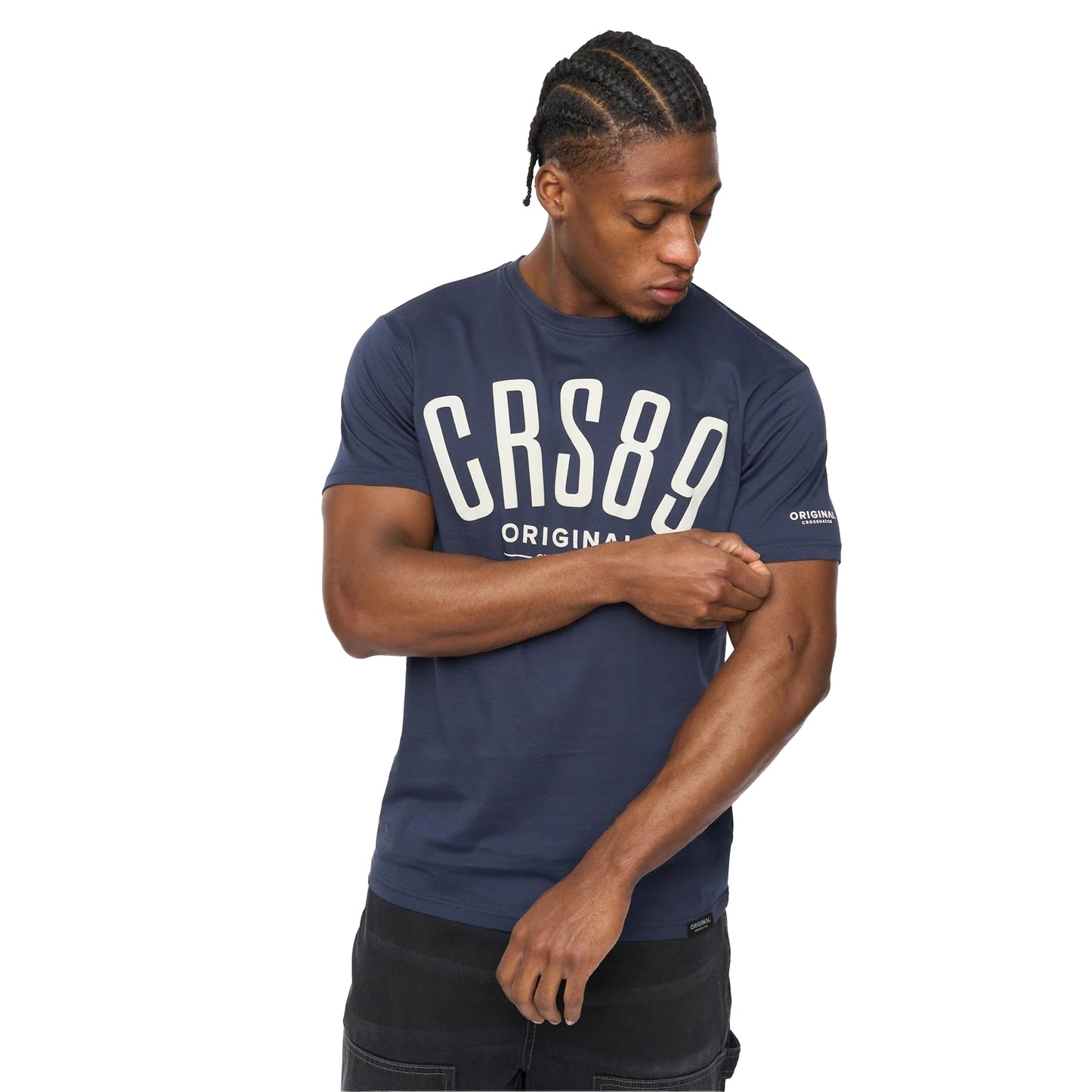 Navy - Front - Crosshatch Mens Hallfell T-Shirt