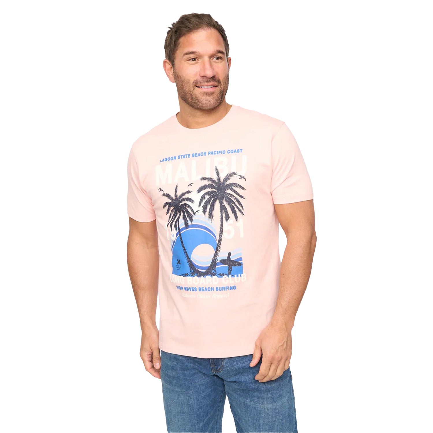 Pink - Front - Bewley & Ritch Mens Malwaves Relaxed Fit T-Shirt