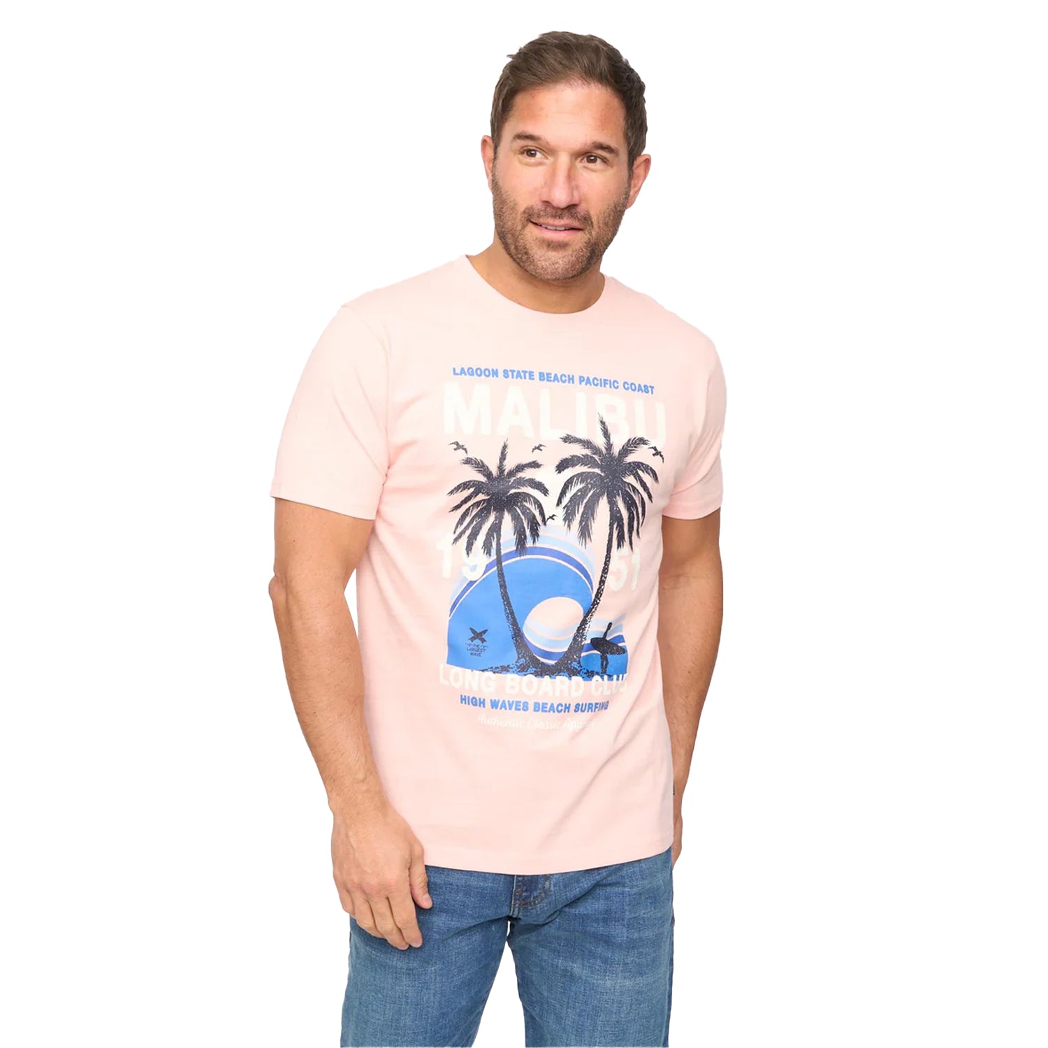 Pink - Side - Bewley & Ritch Mens Malwaves Relaxed Fit T-Shirt