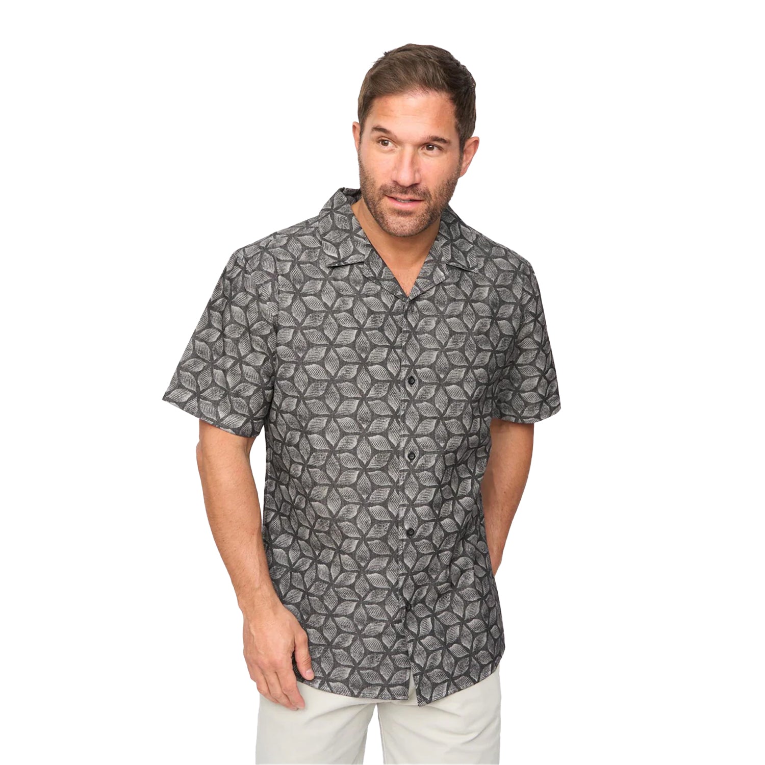 Black Print - Front - Bewley & Ritch Mens Caladium Short-Sleeved Shirt