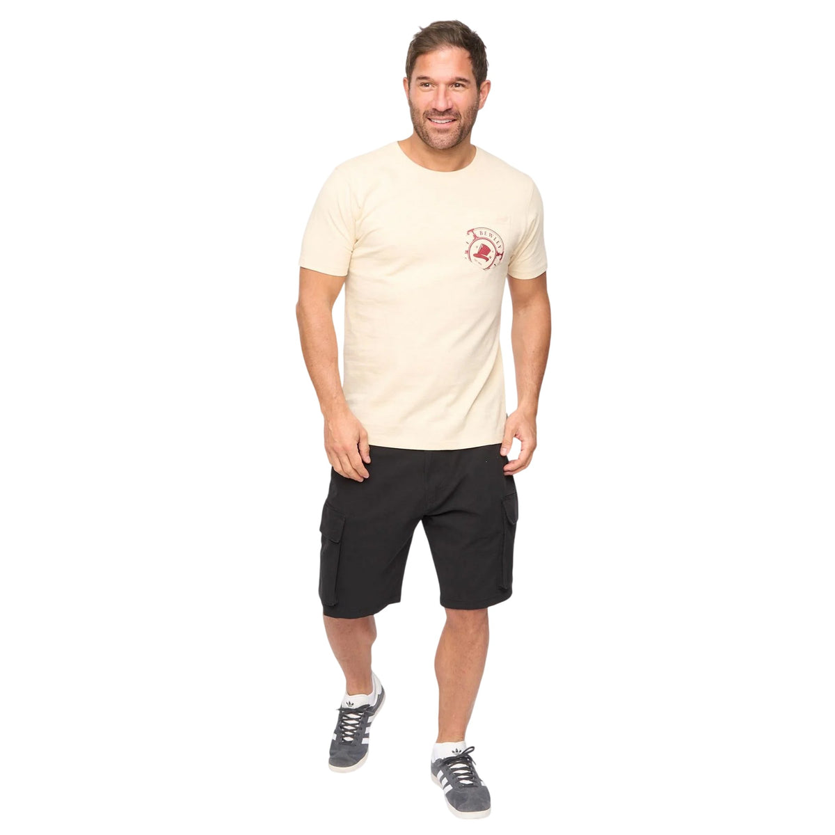 Stone - Side - Bewley & Ritch Mens Kinson Cotton T-Shirt