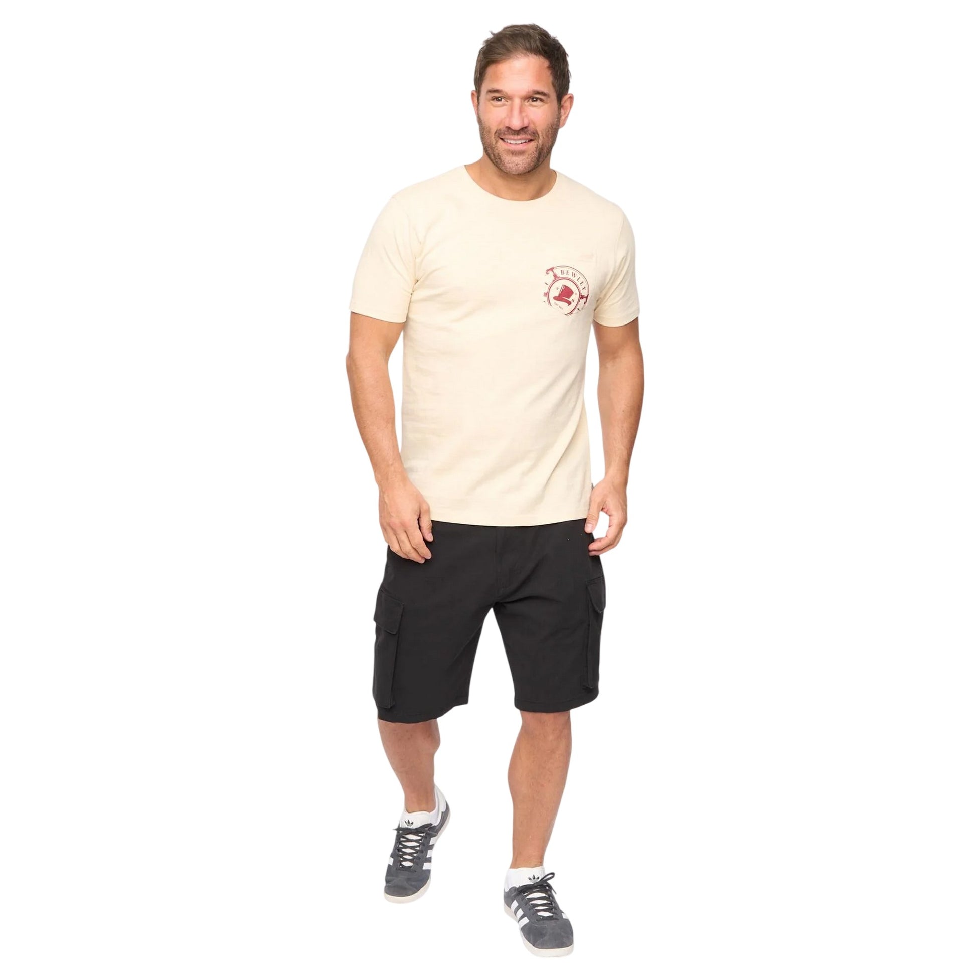 Stone - Side - Bewley & Ritch Mens Kinson Cotton T-Shirt