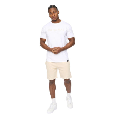 White - Side - Crosshatch Mens Bardon Cotton T-Shirt