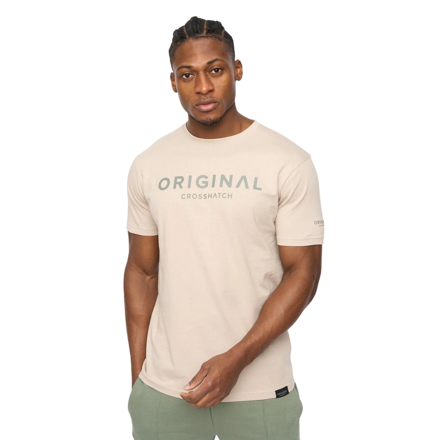 Light Stone - Side - Crosshatch Mens Bardon Cotton T-Shirt