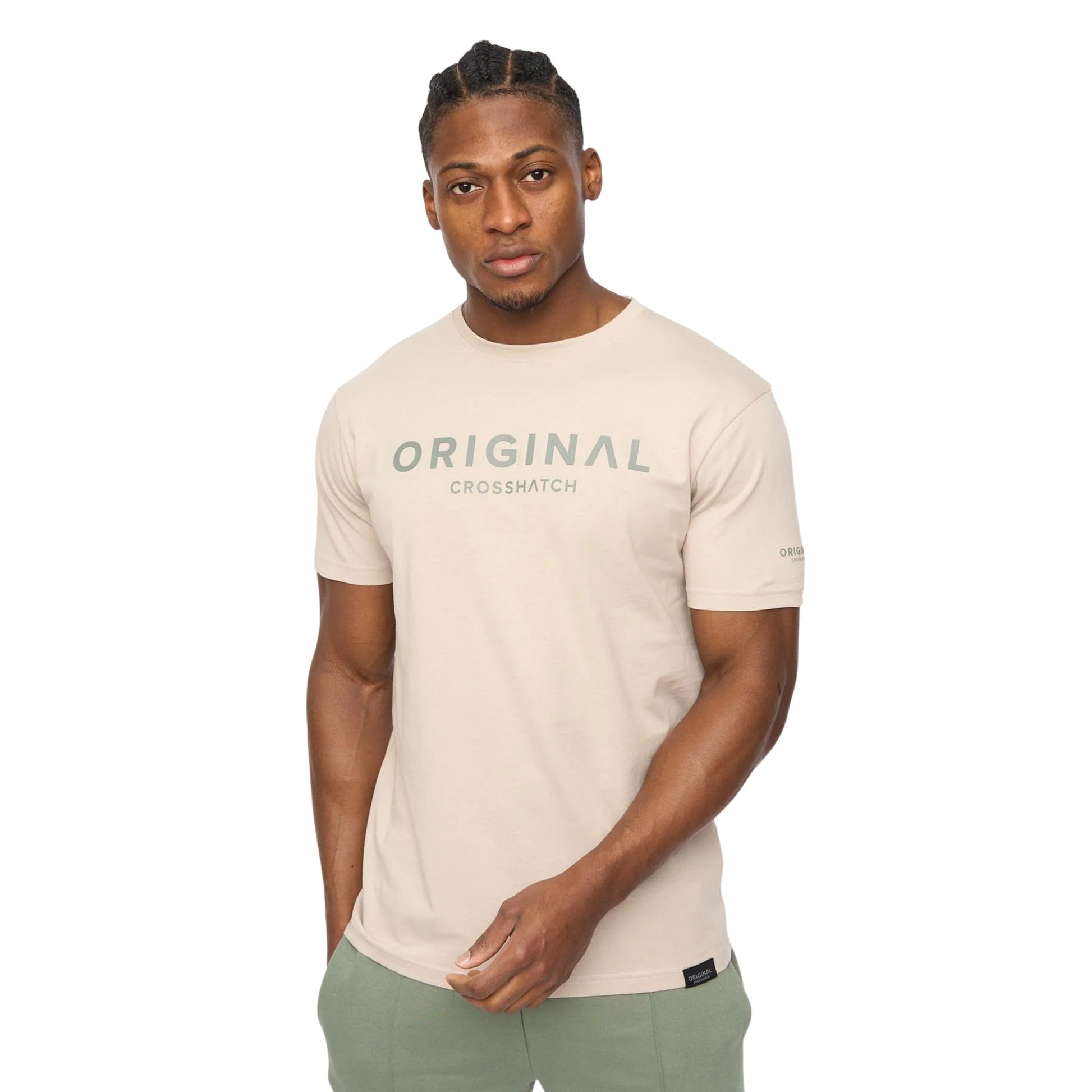 Light Stone - Side - Crosshatch Mens Bardon Cotton T-Shirt