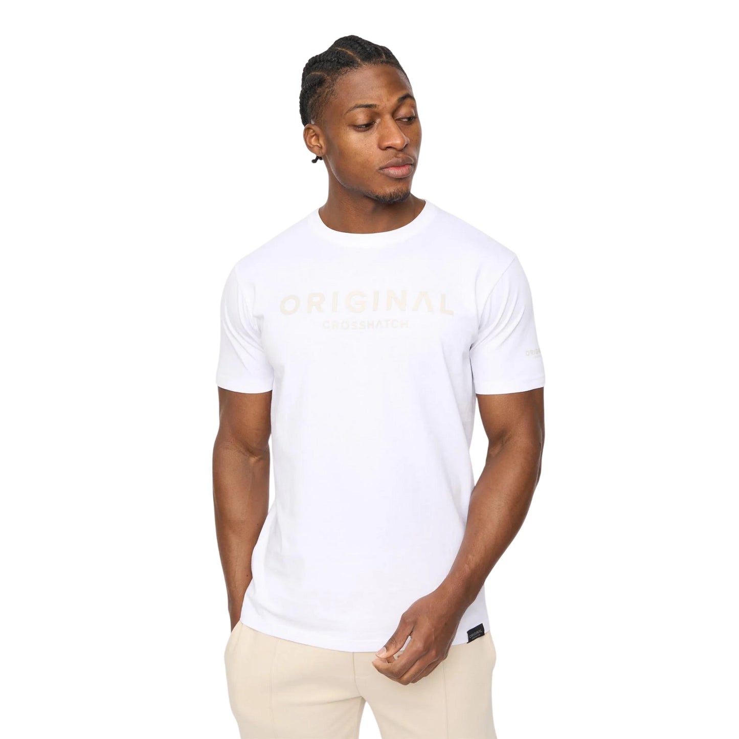 White - Front - Crosshatch Mens Bardon Cotton T-Shirt