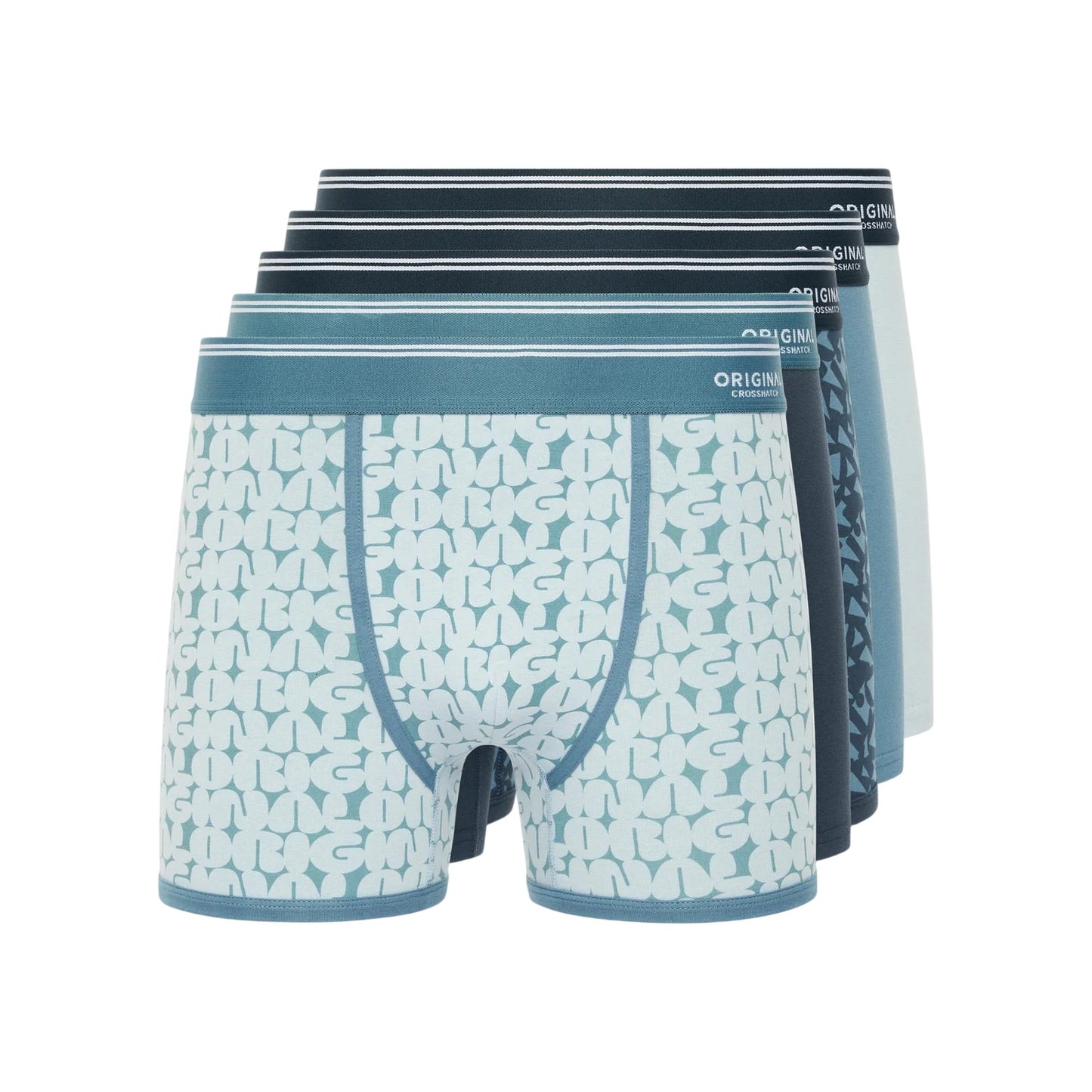 Blue - Front - Crosshatch Mens Dringal Boxer Shorts (Pack of 5)