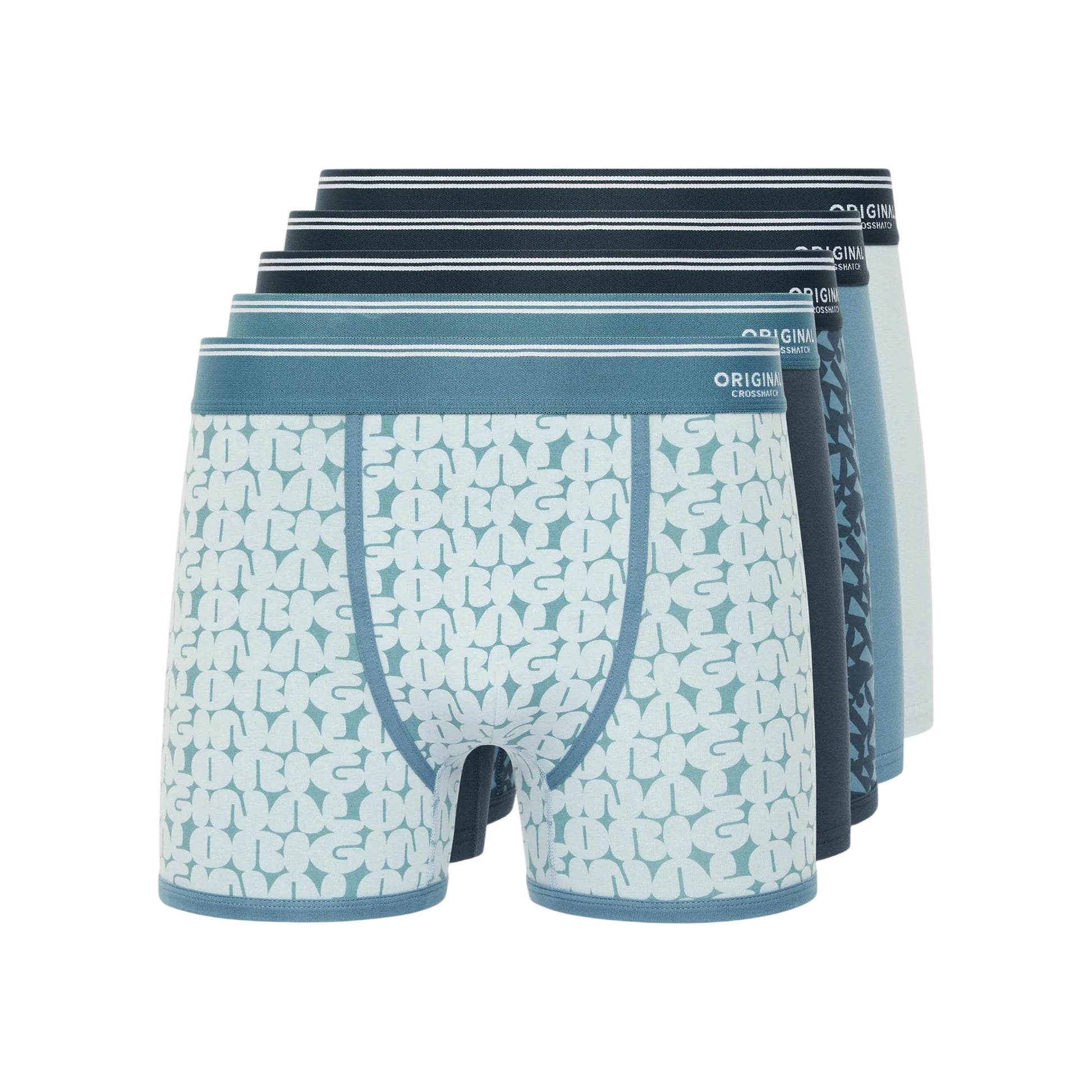 Blue - Front - Crosshatch Mens Dringal Boxer Shorts (Pack of 5)