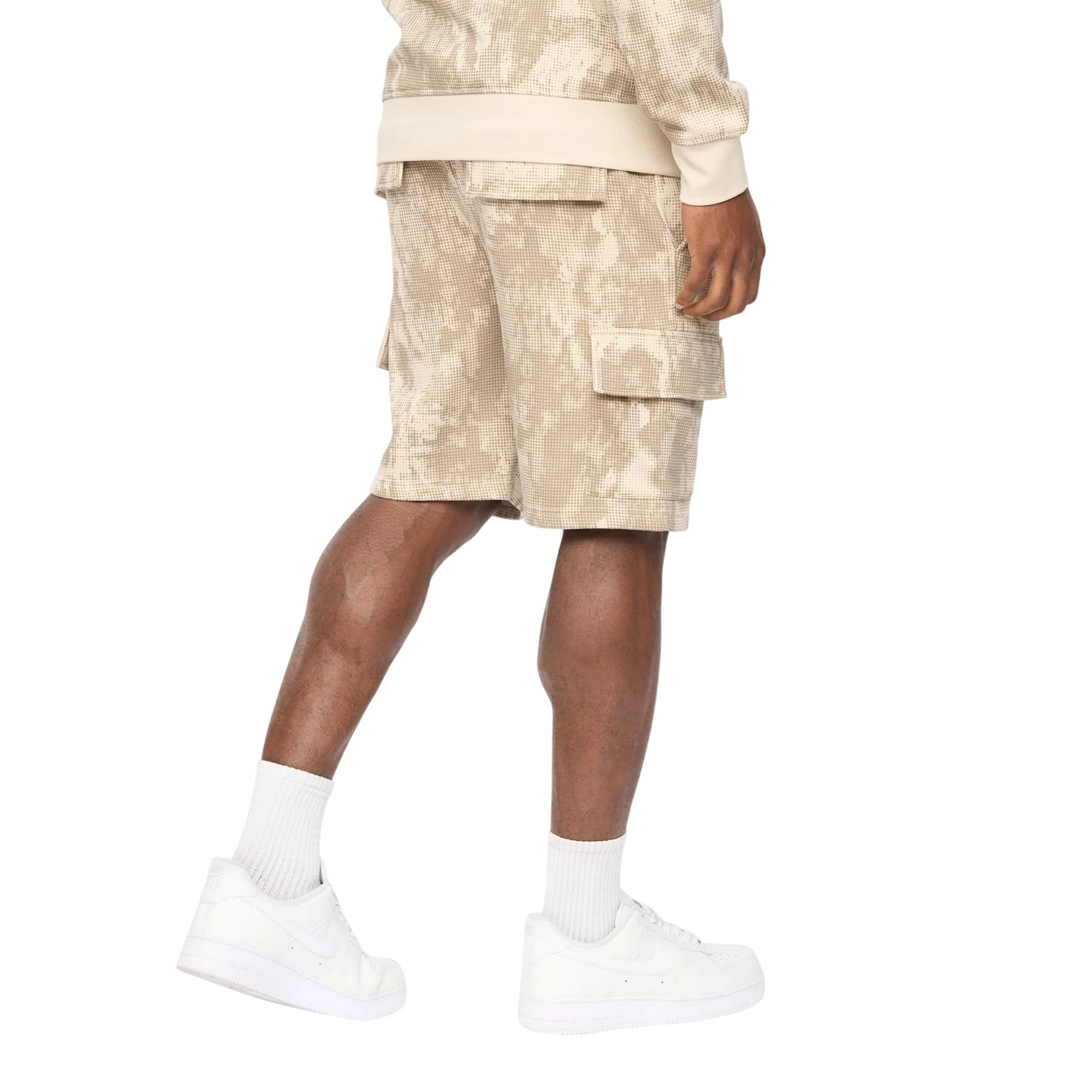 Light Stone Camo - Back - Crosshatch Mens Bardon Camo Cargo Shorts