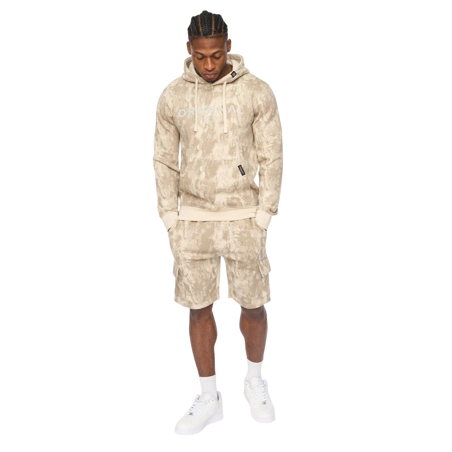 Light Stone Camo - Side - Crosshatch Mens Bardon Camo Cargo Shorts