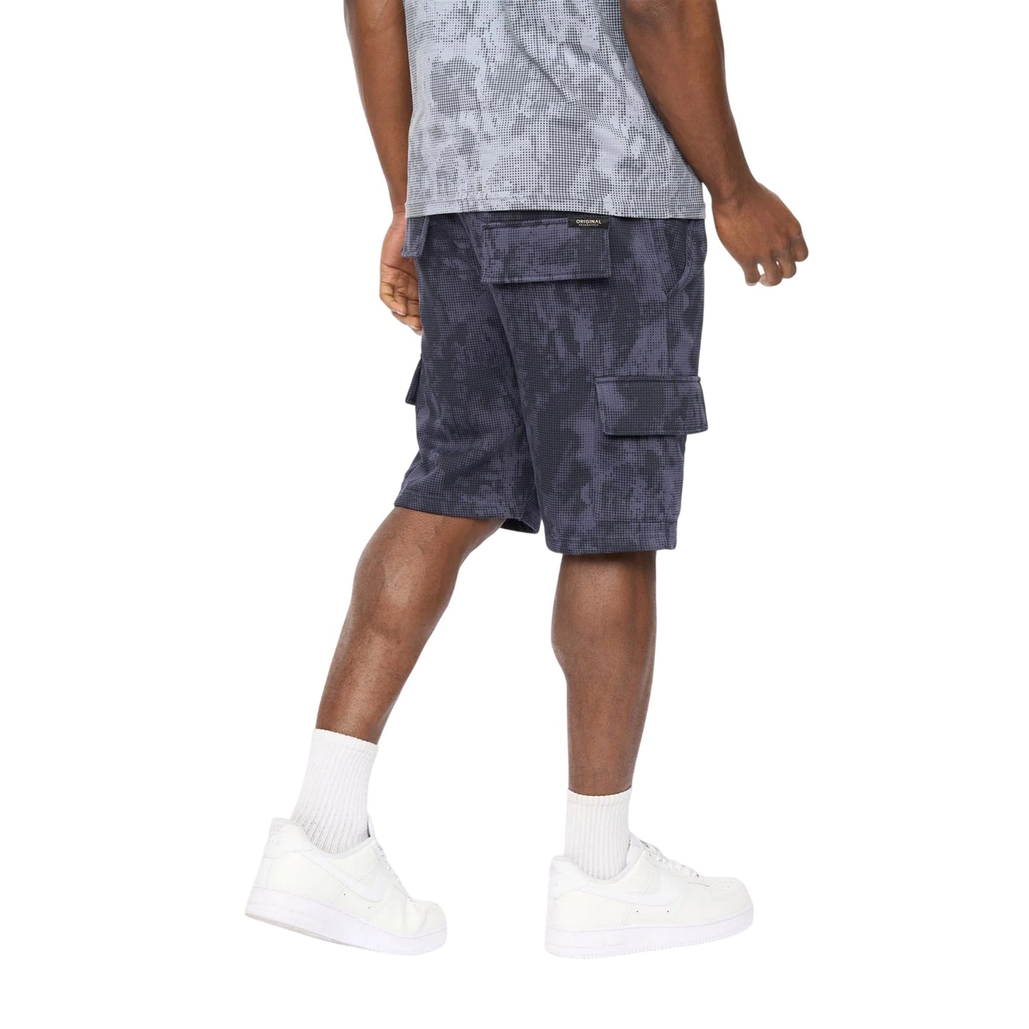 Navy Camo - Back - Crosshatch Mens Bardon Camo Cargo Shorts