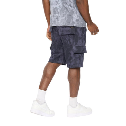 Navy Camo - Back - Crosshatch Mens Bardon Camo Cargo Shorts
