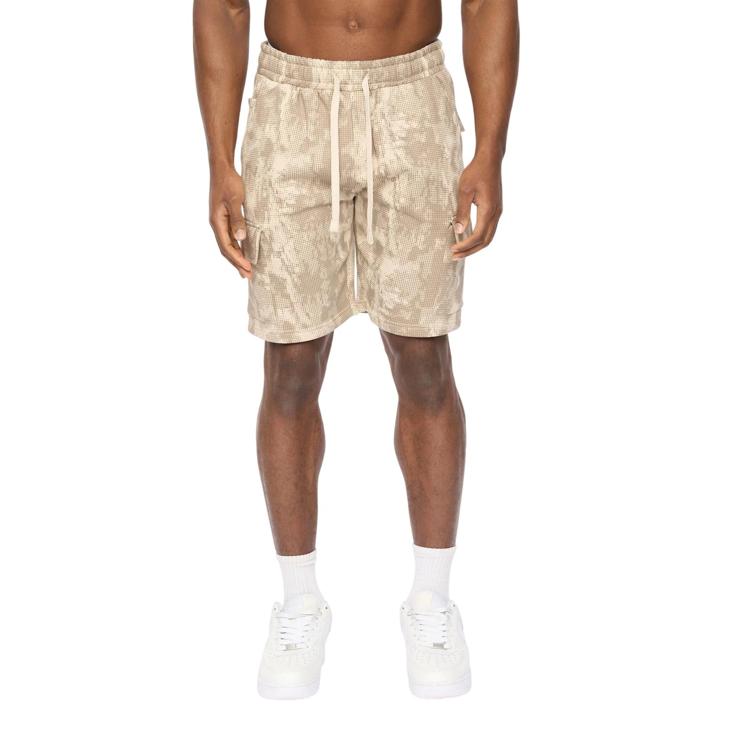 Light Stone Camo - Front - Crosshatch Mens Bardon Camo Cargo Shorts