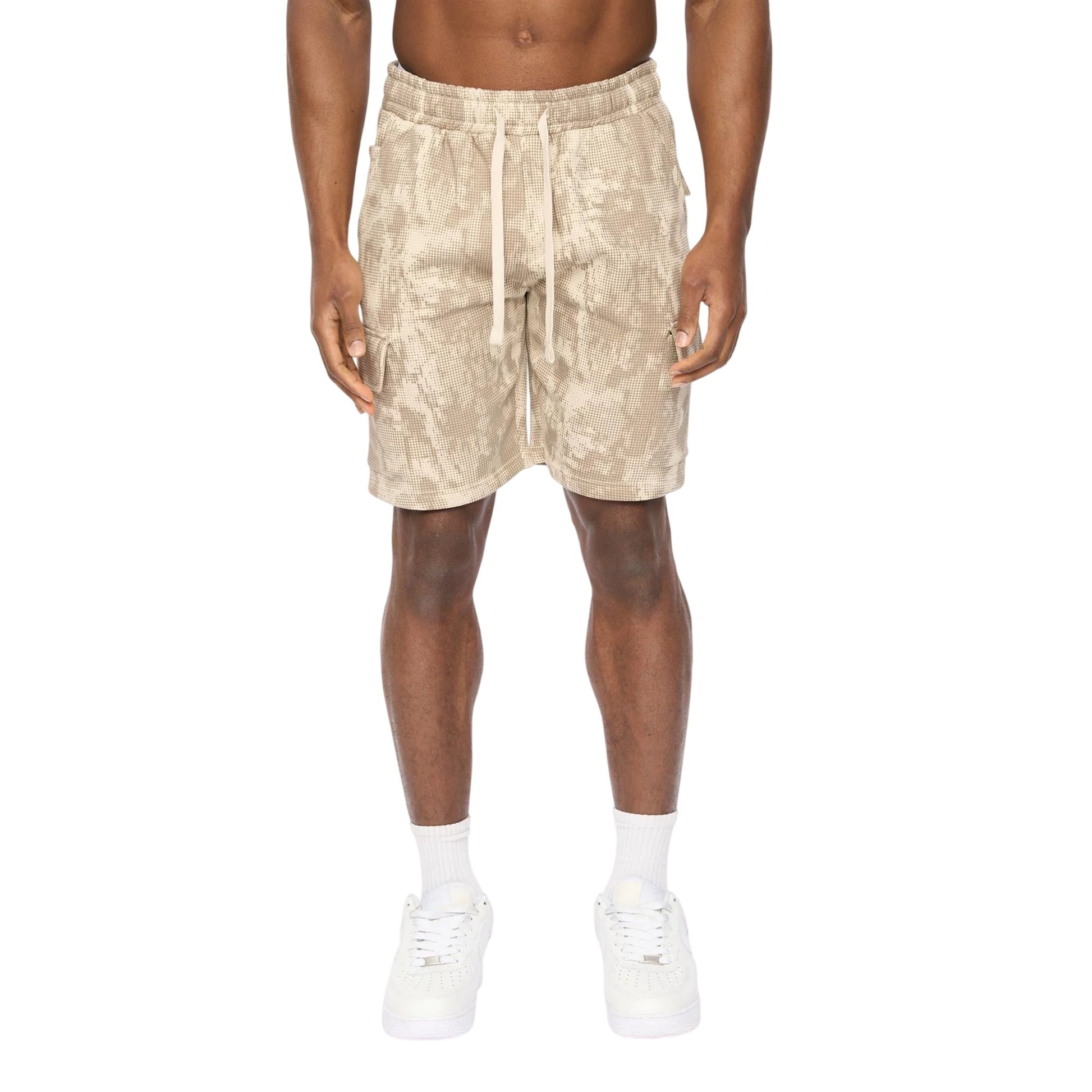 Light Stone Camo - Front - Crosshatch Mens Bardon Camo Cargo Shorts