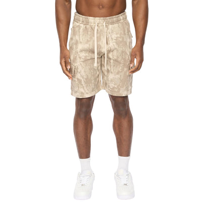 Light Stone Camo - Front - Crosshatch Mens Bardon Camo Cargo Shorts
