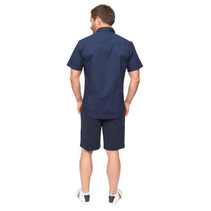 Navy-Light Blue Print - Back - Bewley & Ritch Mens Daymeson Short-Sleeved Shirt (Pack of 2)