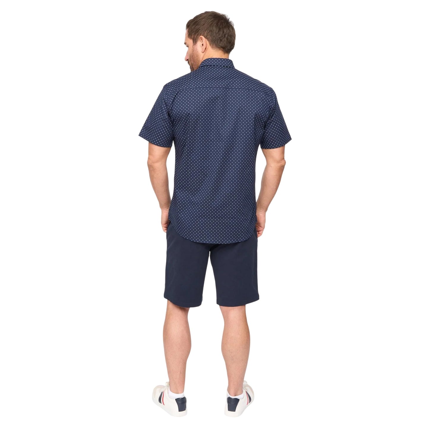 Navy-White Print - Back - Bewley & Ritch Mens Domesta Short-Sleeved Shirt (Pack of 2)