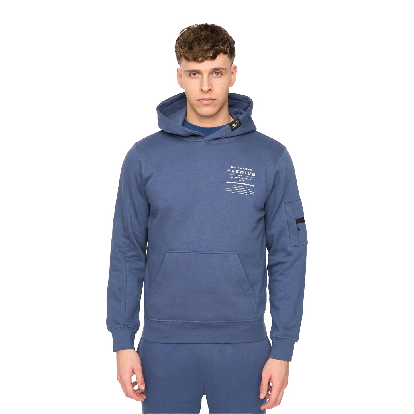 Denim Blue - Front - Duck and Cover Mens Rayland Cotton Blend Hoodie