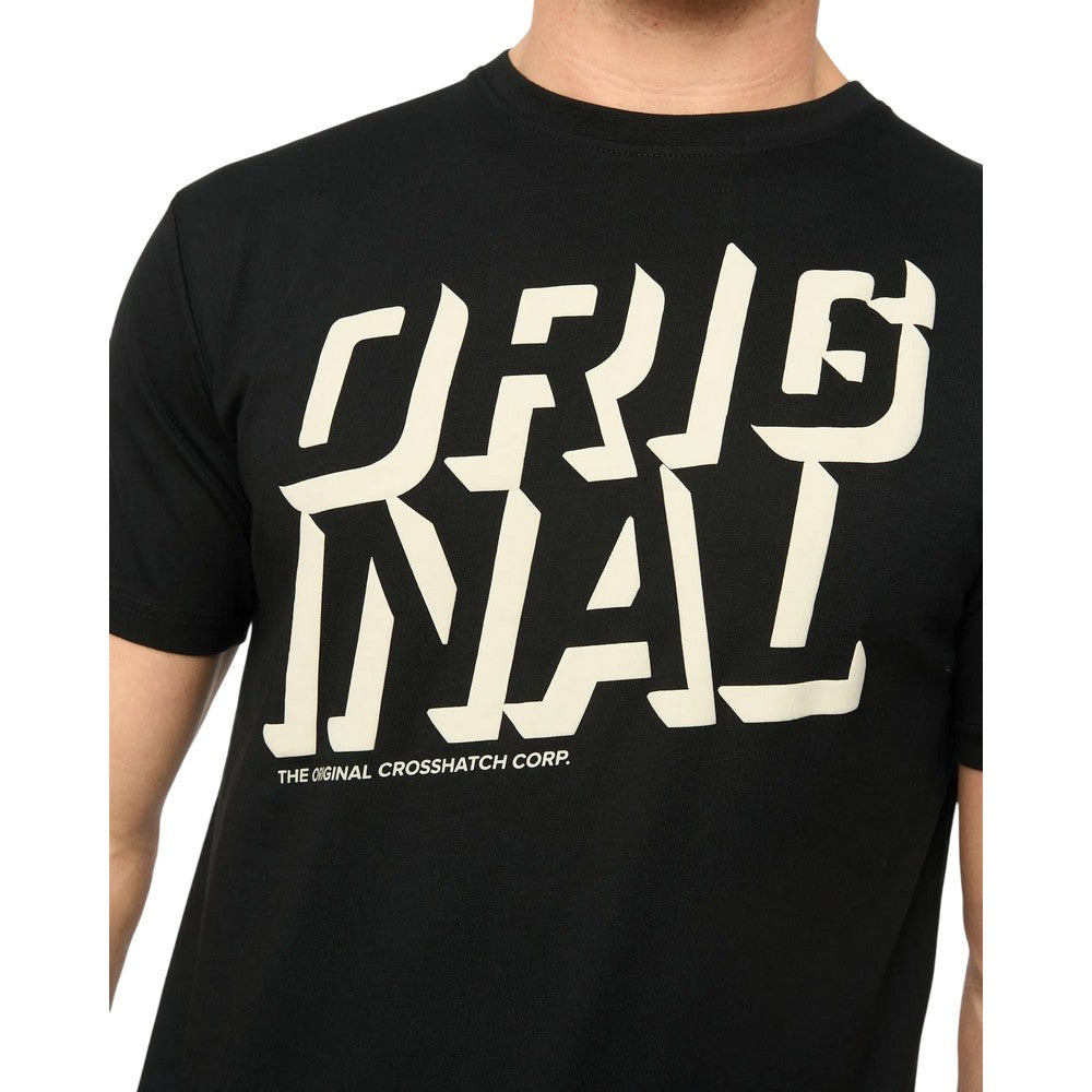 Black - Side - Crosshatch Mens Protrax Cotton T-Shirt