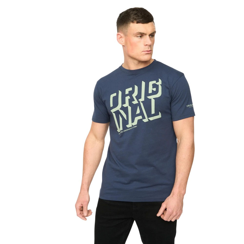 Navy - Front - Crosshatch Mens Protrax Cotton T-Shirt