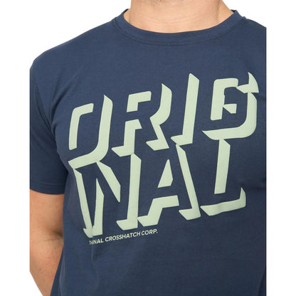 Navy - Side - Crosshatch Mens Protrax Cotton T-Shirt