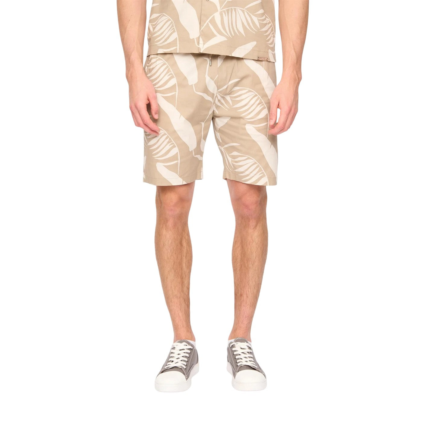 Light Stone - Lifestyle - Duck and Cover Mens Hopkinton Tropical Leaves Breathable Shirt And Shorts Set