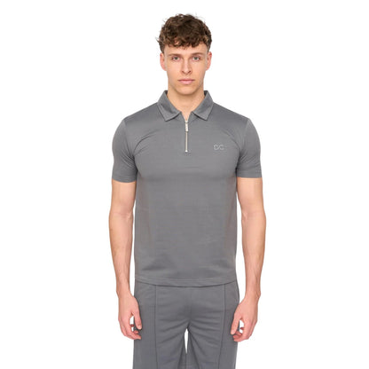 Grey - Side - Duck and Cover Mens Medford Pintuck Everyday Polo and Shorts Set