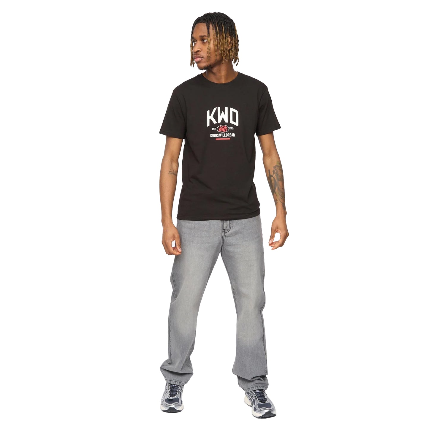 Black - Side - Kings Will Dream Mens Tattooed T-Shirt