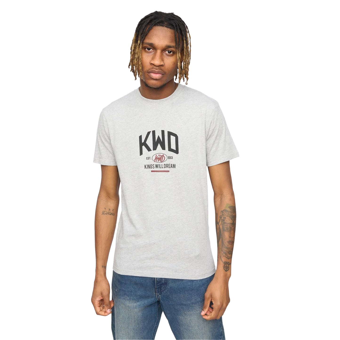 Grey Marl - Front - Kings Will Dream Mens Tattooed T-Shirt