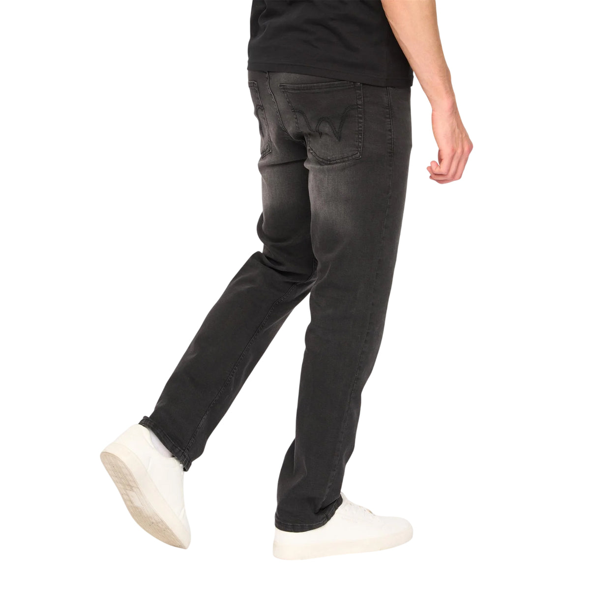 Black - Back - Duck and Cover Mens Elix Cotton Denim Straight Leg Jeans