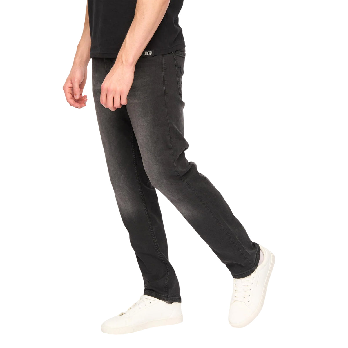 Black - Side - Duck and Cover Mens Elix Cotton Denim Straight Leg Jeans