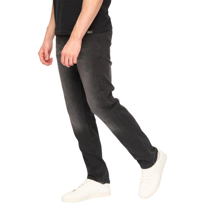 Black - Side - Duck and Cover Mens Elix Cotton Denim Straight Leg Jeans