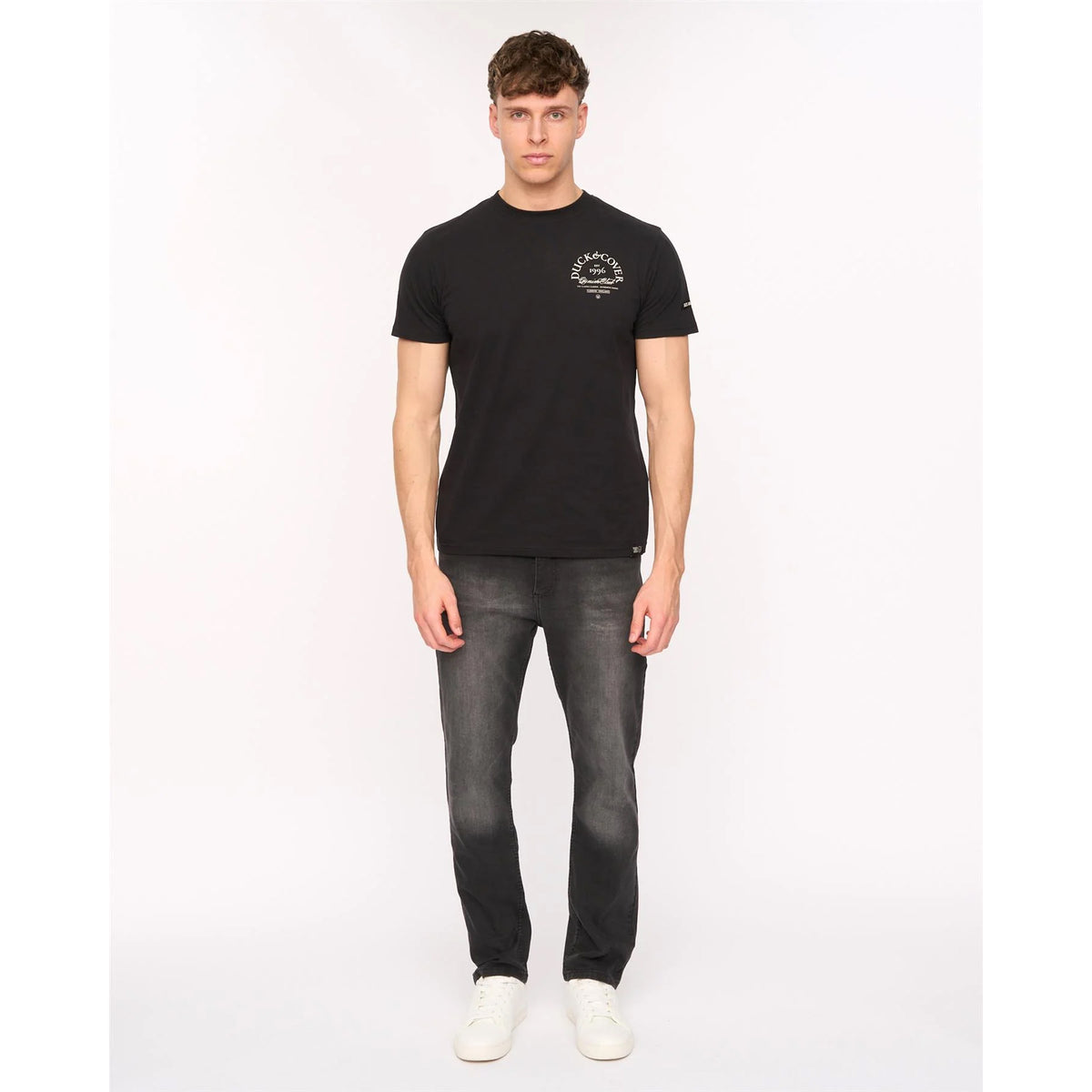 Black - Lifestyle - Duck and Cover Mens Elix Cotton Denim Straight Leg Jeans