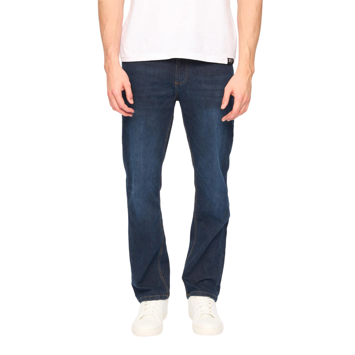 Dark Wash - Front - Duck and Cover Mens Elix Cotton Denim Straight Leg Jeans