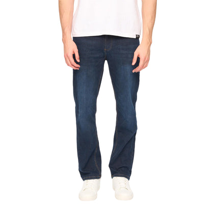 Dark Wash - Front - Duck and Cover Mens Elix Cotton Denim Straight Leg Jeans