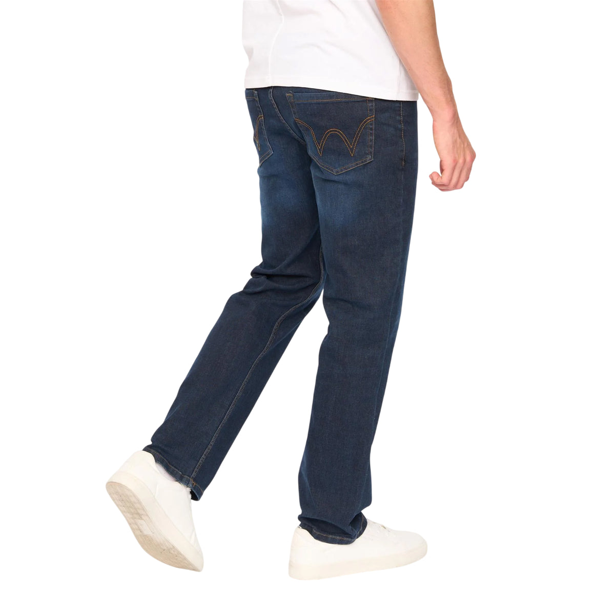 Dark Wash - Back - Duck and Cover Mens Elix Cotton Denim Straight Leg Jeans