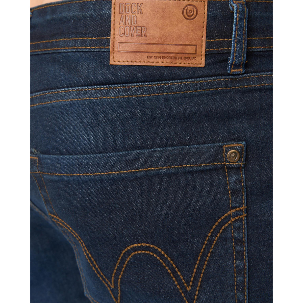 Dark Wash - Side - Duck and Cover Mens Elix Cotton Denim Straight Leg Jeans