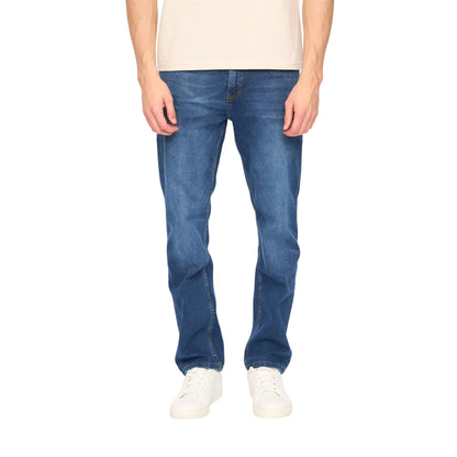 Mid Wash - Front - Duck and Cover Mens Elix Cotton Denim Straight Leg Jeans