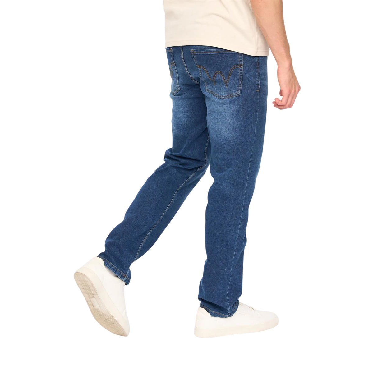 Mid Wash - Back - Duck and Cover Mens Elix Cotton Denim Straight Leg Jeans