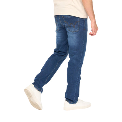 Mid Wash - Back - Duck and Cover Mens Elix Cotton Denim Straight Leg Jeans