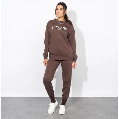 Brown - Pack Shot - Lily Lane Womens-Ladies Valeria Crew Neck Sweatshirt